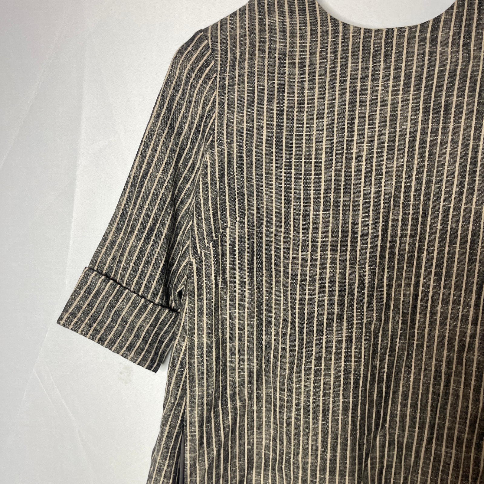 7115 By Szeki Striped Square Hem Linen Blend Midi Dress Sz Xs — image 6 of 8